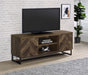 Myles 2-door TV Console with Adjustable Shelves Rustic Oak Herringbone image