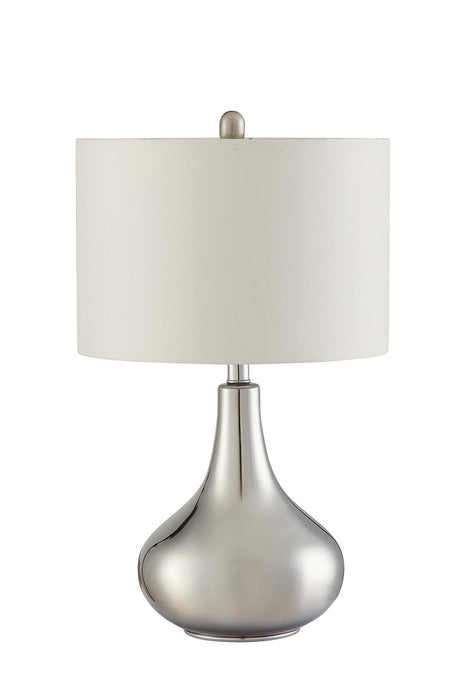 Junko Drum Shade Table Lamp Chrome and White image