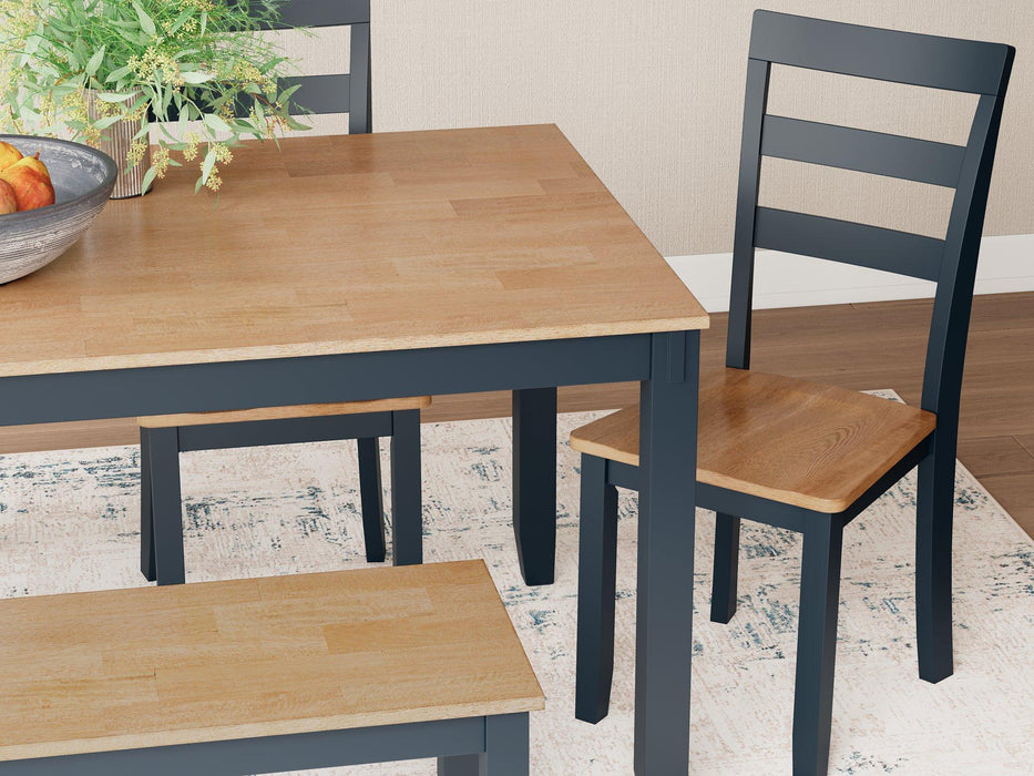 Gesthaven Dining Table with 4 Chairs and Bench (Set of 6)