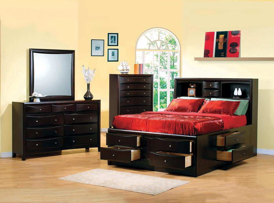 Phoenix 10-drawer Queen Bed Deep Cappuccino