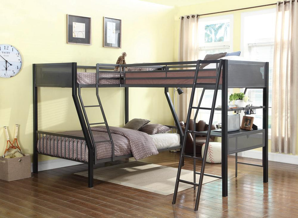 Meyers Twin Over Full Metal Bunk Bed Black and Gunmetal