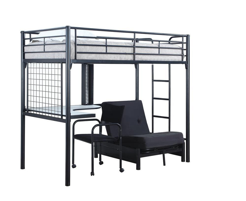 Jenner Twin Futon Workstation Loft Bed Black