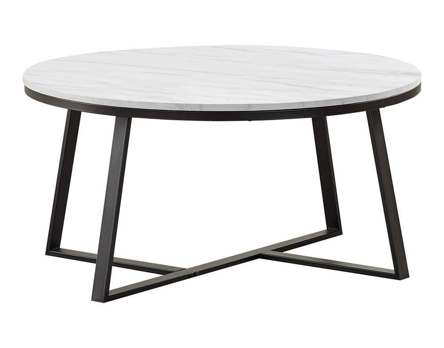 Hugo Round Coffee Table White and Matte Black