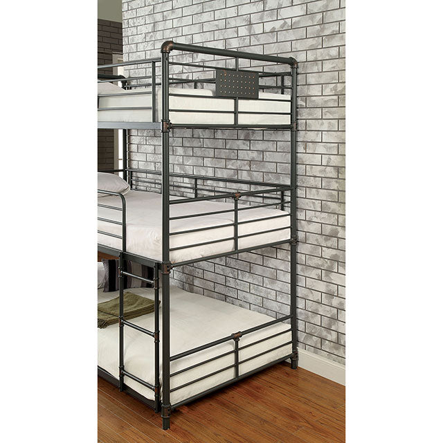 Olga I Antique Black Twin/Twin/Twin Bunk Bed